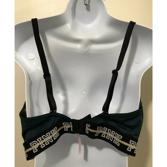 Bra Pink COOL&COMFY Victoria Secret lined wireless bra size 36DD Forest Green - Picture 2 of 6